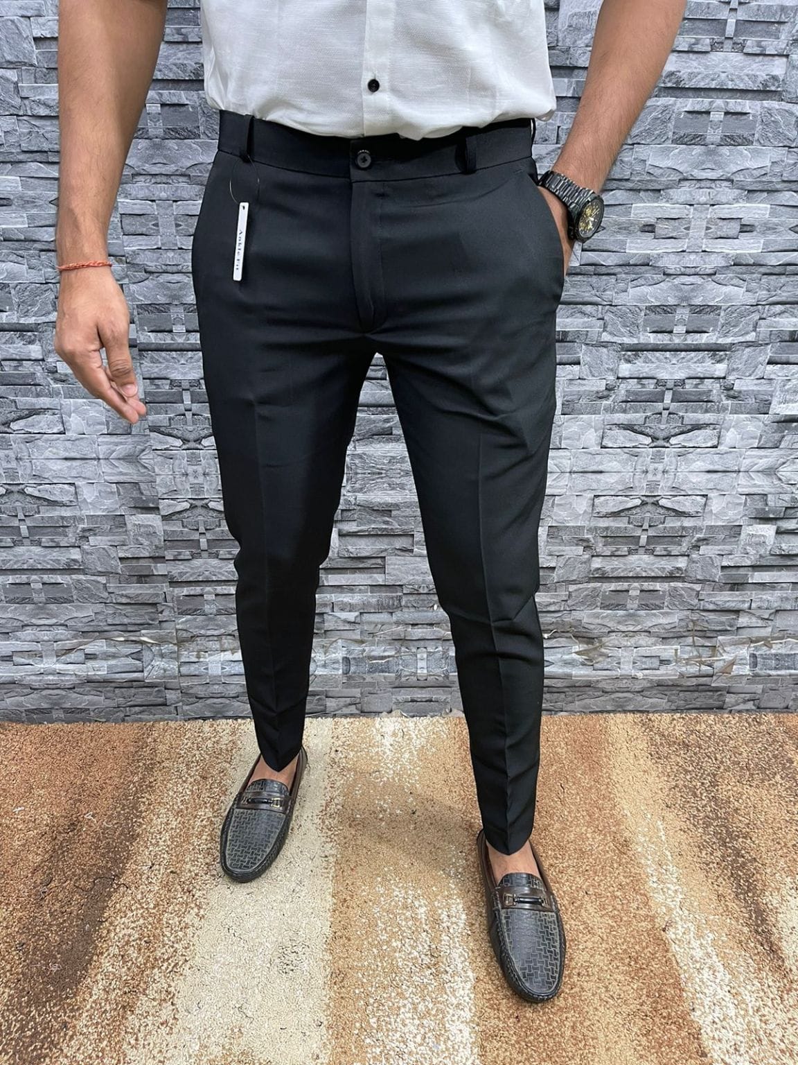 TechPro Slim Fit B-91 Formal Black Solid Trouser - Lite
